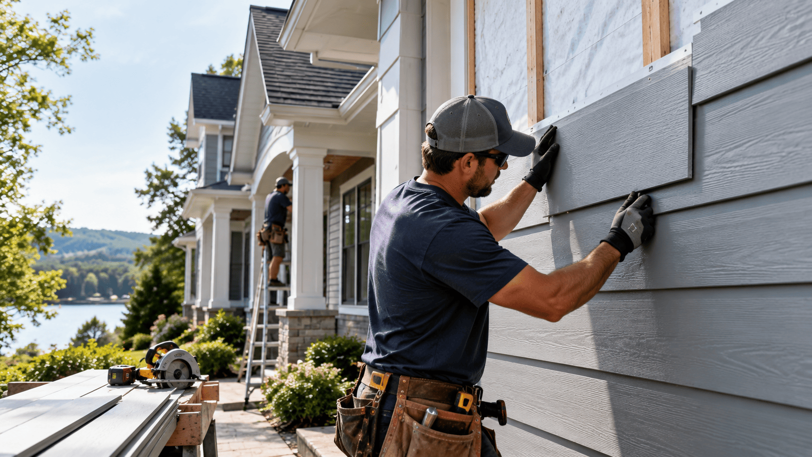 Fiber cement siding installation on a Connecticut home